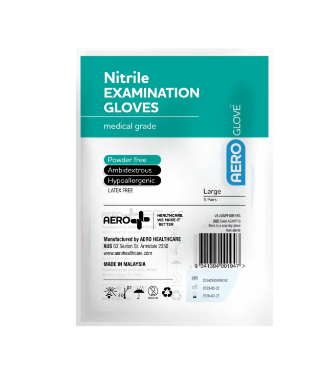AEROGLOVE Nitrile Powder-Free Gloves - Large